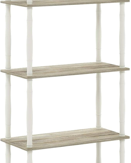 Furinno Turn-N-Tube 5-Tier Multipurpose Shelf / Display Rack / Storage Shelf / Bookshelf, Classic Tubes, Sonoma Oak/White - LeafyLoom