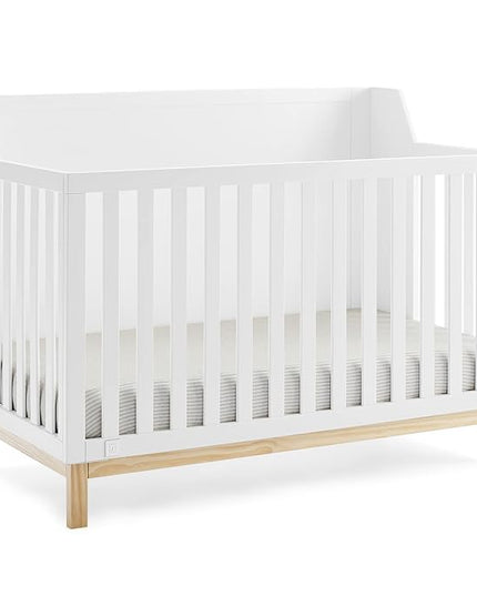 GAP babyGap Oxford 6-in-1 Convertible Crib - Greenguard Gold Certified, Bianca White/Natural - LeafyLoom