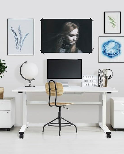 NicBex Office Desks Sit Stand Desk with Casters Height Adjustable Home Office Desks with Side Crank (Switchable Either Side, Left or Right Side Crank) for Living Room, Home Office, Study Room, White - LeafyLoom