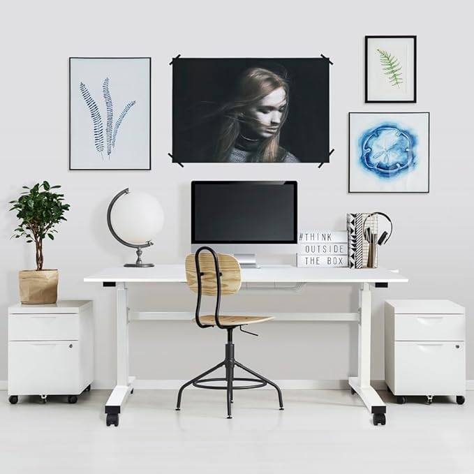 NicBex Office Desks Sit Stand Desk with Casters Height Adjustable Home Office Desks with Side Crank (Switchable Either Side, Left or Right Side Crank) for Living Room, Home Office, Study Room, White - LeafyLoom