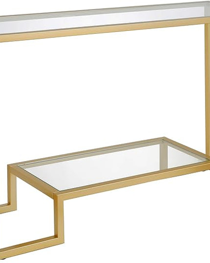 Henn&Hart 47.75" Wide Rectangular Console Table in Brass, Entryway Table, Accent Table for Living Room, Hallway - LeafyLoom
