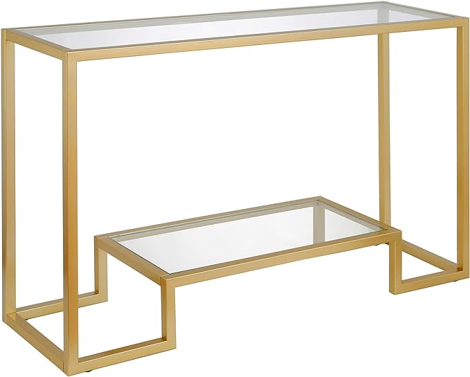 Henn&Hart 47.75" Wide Rectangular Console Table in Brass, Entryway Table, Accent Table for Living Room, Hallway - LeafyLoom