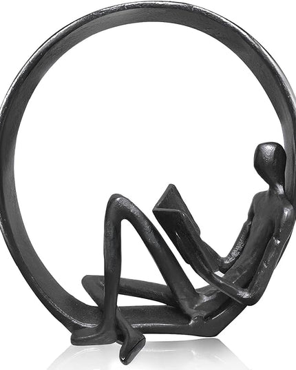 Jalunth Bookshelf Bookcase Aesthetic Decoration Art Sculptures Home Decor Book Shelf Case Modern Accents Figurine Reading Metal Decorative Ideas Objects Accessories Library Office Steel Statue Gifts - LeafyLoom