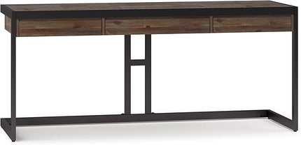 SIMPLIHOME Erina SOLID WOOD and Metal Modern Industrial 72 inch Wide Home Office Desk, Writing Table, Workstation, Study Table Furniture in Rustic Natural Aged Brown with 2 Drawers - LeafyLoom