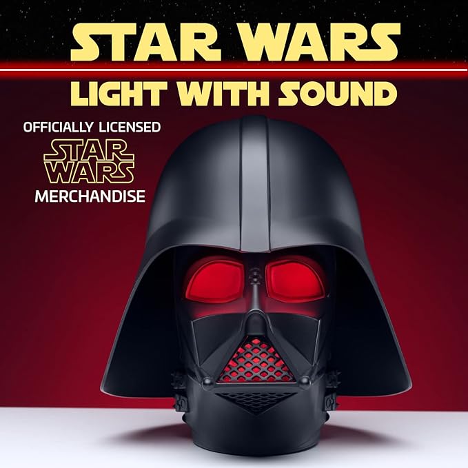 Darth Vader Mask Light with Sound, Officially Licensed Star Wars Collectible Lamp, Star Wars Room Decor and Gift for Men - LeafyLoom