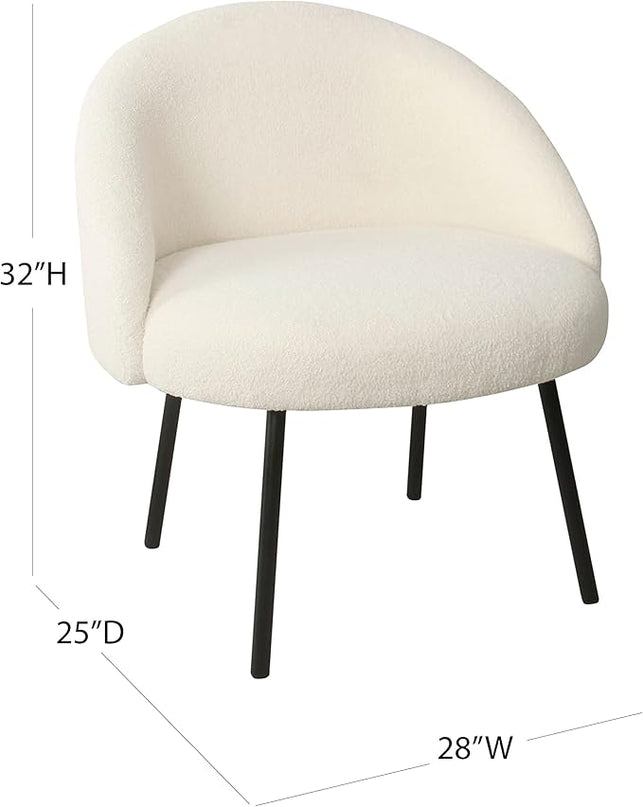Homepop Home Decor Upholstered Modern Accent Chair Accent Chairs for Living Room & Bedroom Decorative Home Furniture, Sherpa Cream - LeafyLoom