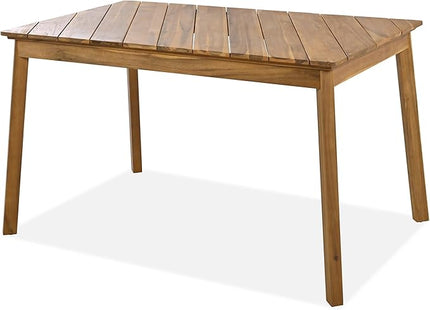 3-Pieces Patio Dining Set with Acacia Wood Tabletop and 2 Benches, Outdoor & Indoor Table and Chairs Furniture for Picnic Barbecue, Porch, Garden, Poolside, Onesize, Natural - LeafyLoom