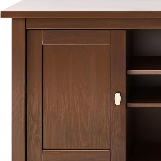 SIMPLIHOME Warm Shaker SOLID WOOD 47 Inch Wide Transitional TV Media Stand in Russet Brown for TVs up to 50 Inches, For the Living Room and Entertainment Center - LeafyLoom