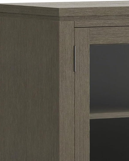 SIMPLIHOME Cosmopolitan SOLID WOOD Universal TV Media Stand, 72 inch Wide, Contemporary, Living Room Entertainment Center with Storage, for Flat Screen TVs up to 80 inches in Farmhouse Grey - LeafyLoom