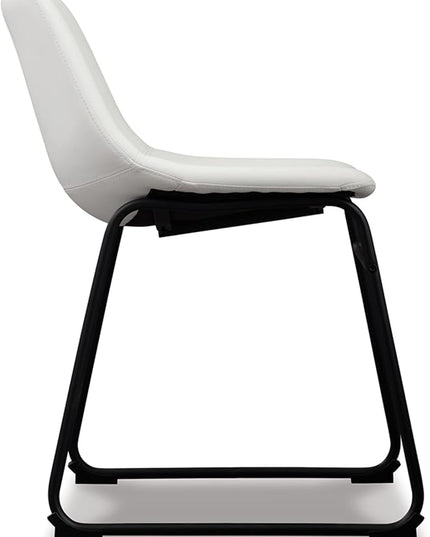 Signature Design by Ashley Centiar Urban Industrial Faux Leather 18.75" Bucket Dining Chair, 2 Count, White - LeafyLoom