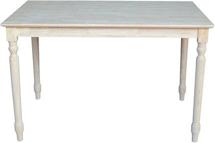 International Concepts Table Top Solid with Wood Standard Height Turned Legs, 30 by 48-Inch, Unfinished - LeafyLoom