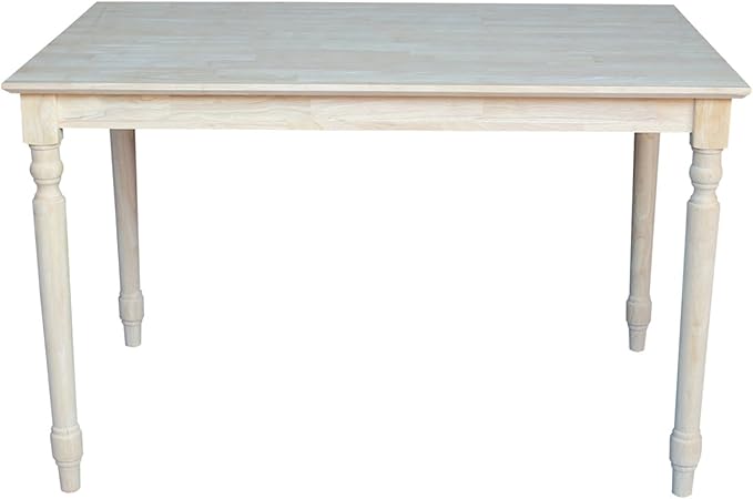 International Concepts Table Top Solid with Wood Standard Height Turned Legs, 30 by 48-Inch, Unfinished - LeafyLoom