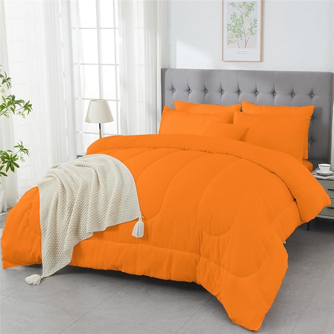 3 Piece Solid Color All Season Bedding Comforter Set Microfiber Soft Lightweight Bedding Set for Kids Teens Adults Room Decor with 1 Comforter and 2 Pillowcases Queen - LeafyLoom