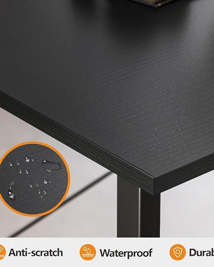CubiCubi Computer Desk, 47 inch Home Office Desk, Modern Simple Style PC Table for Home, Office, Study, Writing, Black - LeafyLoom