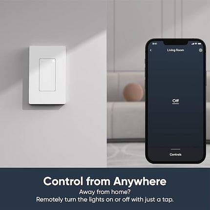 Wyze Switch, 2.4 GHz WiFi Smart Light Switch, Single-Pole, Needs Neutral Wire, Compatible with Alexa, Google Assistant, and IFTTT, No Hub Required, 1-Pack, White WYZE