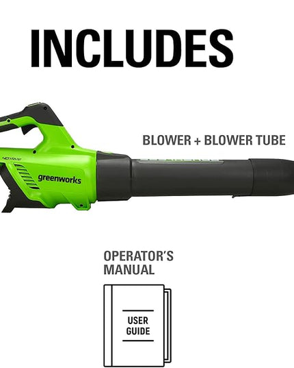 Greenworks 40V (130 MPH / 550 CFM / 75+ Compatible Tools) Cordless Brushless Axial Leaf Blower, Tool Only - LeafyLoom