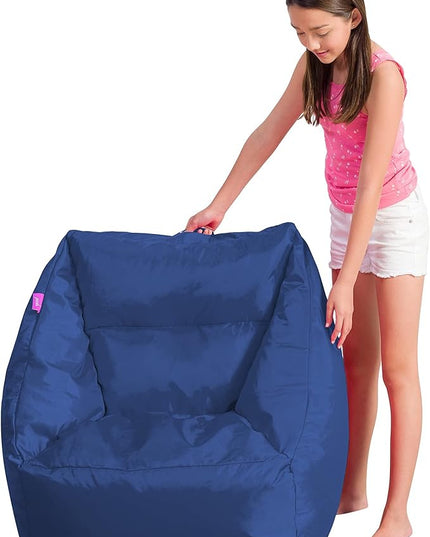 Posh Creations Structured Comfy Seat for Playrooms and Bedrooms, Large Bean Bag Chair, Coronado Chair, Navy - LeafyLoom