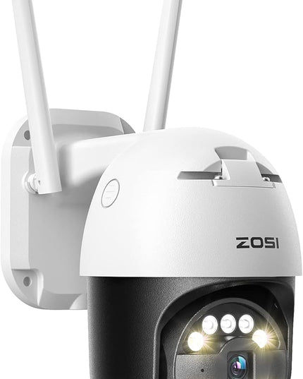 ZOSI 3K 5MP Pan/Tilt WiFi Security Camera, C296 Plug-in Home Surveillance Camera Outdoor, Person Vehicle Detection, Human Tracking, Night Vision, 2 Way Audio, Floodlight Siren, Cloud & SD Card Storage ZOSI