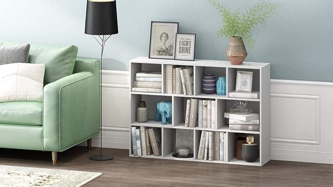 Furinno Luder Bookcase / Book / Storage , 11-Cube, White - LeafyLoom