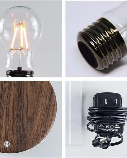 Floating Light Bulb, Magnetic levitating LED Desk Lamp Table lamp Night Light, 360 Degree Automatic Rotating Light, Unique Gifts for Christmas Office Decor - LeafyLoom
