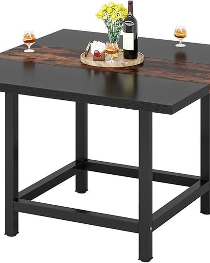 39.4"x 39.4"x29.5 “ inches Rustic Wooden Square Dining Kitchen Table for Small Space - LeafyLoom