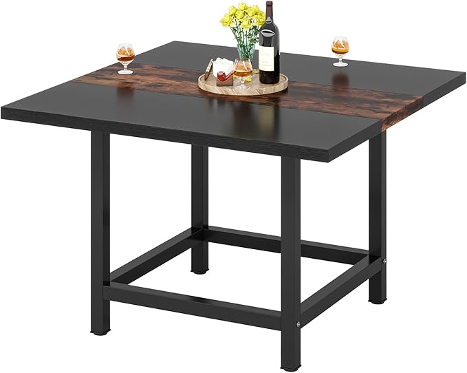 39.4"x 39.4"x29.5 “ inches Rustic Wooden Square Dining Kitchen Table for Small Space - LeafyLoom