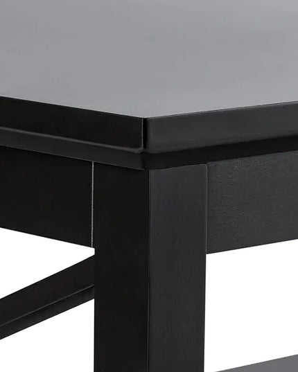 ChooChoo Oxford Coffee Table with Thicker Legs, Black Wood Coffee Table with Storage for Living Room - LeafyLoom