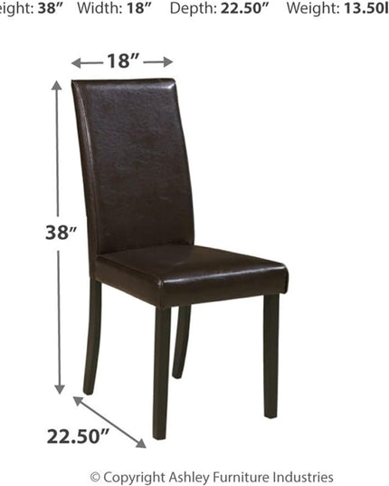 Signature Design by Ashley Kimonte Modern 19" Faux Leather Upholstered Armless Dining Chair, 2 Count, Dark Brown - LeafyLoom