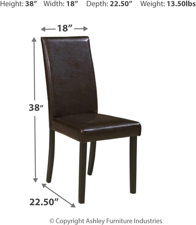 Signature Design by Ashley Kimonte Modern 19" Faux Leather Upholstered Armless Dining Chair, 2 Count, Dark Brown - LeafyLoom
