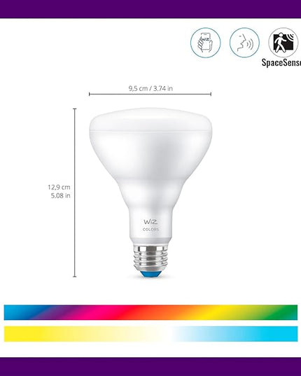 WiZ 65W BR30 Color LED Smart Bulb - Pack of 6 - E26- Indoor - Connects to Your Existing Wi-Fi - Control with Voice or App + Activate with Motion - Matter Compatible WiZConnectedLighting