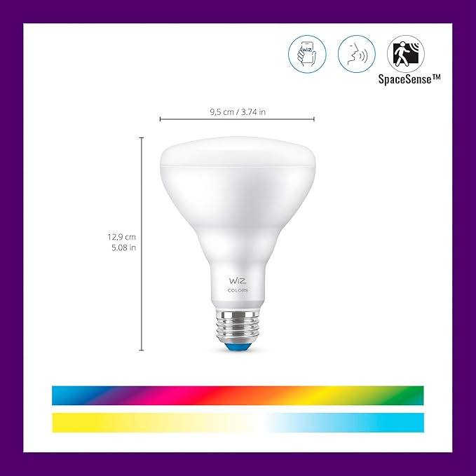 WiZ 65W BR30 Color LED Smart Bulb - Pack of 6 - E26- Indoor - Connects to Your Existing Wi-Fi - Control with Voice or App + Activate with Motion - Matter Compatible WiZConnectedLighting