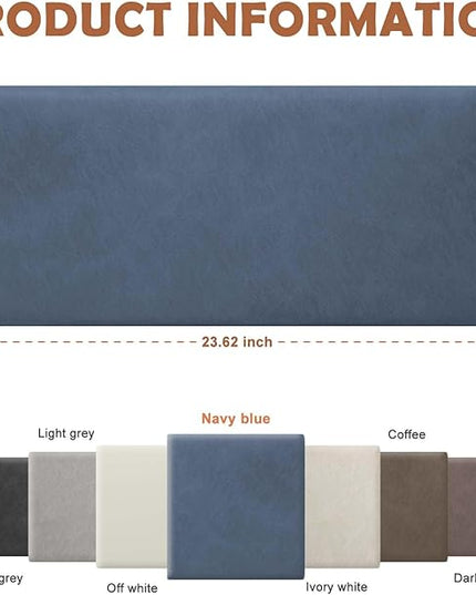 Wall Mounted Upholstered Headboard Queen, 3D Peel and Stick Soundproof Wall Panels, Reusable and Removable Padded Headboard Leather Bed Headboard, 9 Panels Headboard 9.84" x 23.62", Navy Blue - LeafyLoom