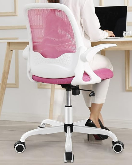 KERDOM Office Chair, Ergonomic Desk Chair, Breathable Mesh Computer Chair, Comfy Swivel Task Chair with Flip-up Armrests and Adjustable Height - LeafyLoom