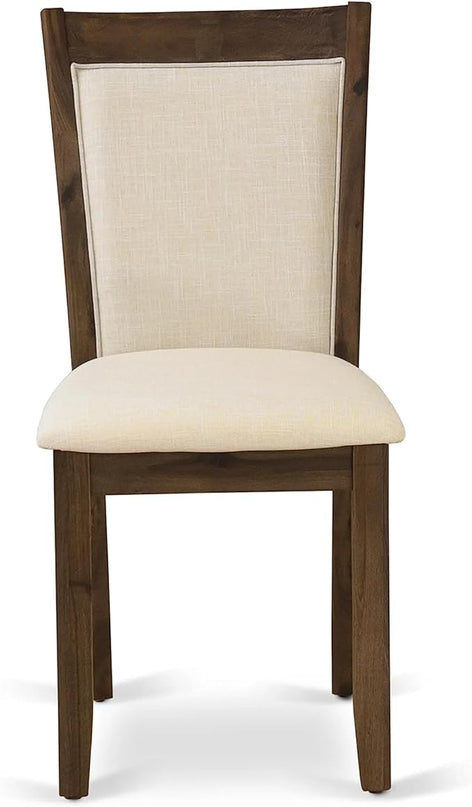 East West Furniture DLMZ5-AWA-32 Dublin 5 Piece Dining Room Furniture Set Includes a Round Kitchen Table with Dropleaf and 4 Parson Chairs, 42x42 Inch - LeafyLoom