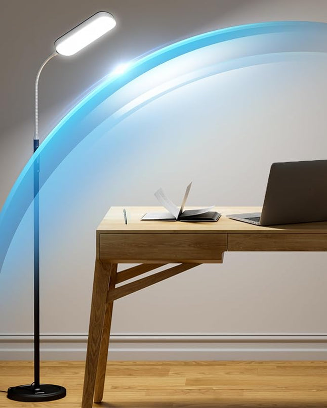 LEPOWER Floor Lamp, Eye-Caring LED Standing Lamp with 5 Color Temperatures, Stepless Dimmer & 3 Timer Function, Bright Adjustable Reading Lamp for Living Room, Office, Bedroom - LeafyLoom