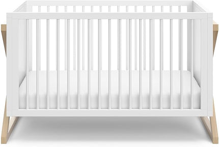 Storkcraft Equinox 3-in-1 Convertible Crib (Driftwood) - Easily Converts to Toddler Bed & Daybed, 3-Position Adjustable Mattress Support Base, Modern Two-Tone Design for Contemporary Nursery - LeafyLoom