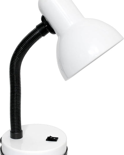 Simple Designs LD1003-WHT-12PK Basic Metal Desk Lamp 12 Pack Set with Flexible Hose Neck for Office, Bedroom, College Dorm, Bookshelf, White, 12 Pack - LeafyLoom