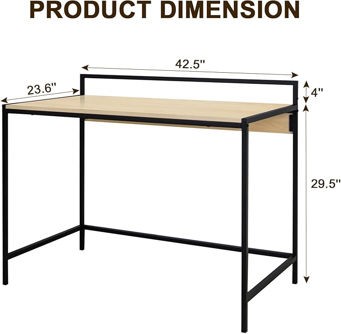 42 inches Computer Desk, Home Office Desks, Small Desk for Bedroom, Modern Simple Style Laptop Table, Study Student Writing Desk, Nature - LeafyLoom