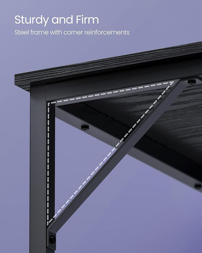 VASAGLE Computer Desk, Gaming Desk, Home Office Desk, for Small Spaces, 23.6 x 47.2 x 29.5 Inches, Industrial Style, Metal Frame, Black with Wood Grain ULWD039B56 - LeafyLoom