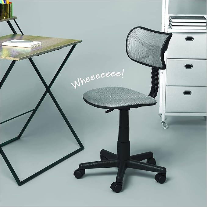 Swivel Mesh Desk Chair, Silver 21D x 21W x 33H in - LeafyLoom