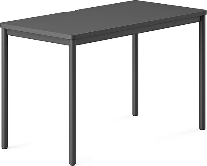 Branch Daily Desk - Functional At Home Office Desk with Effortless Assembly, Timeless Design, Rounded Corners, and Built-in Cable Notch - 48” W x 28.5” H x 24” D - Charcoal Work Table - LeafyLoom
