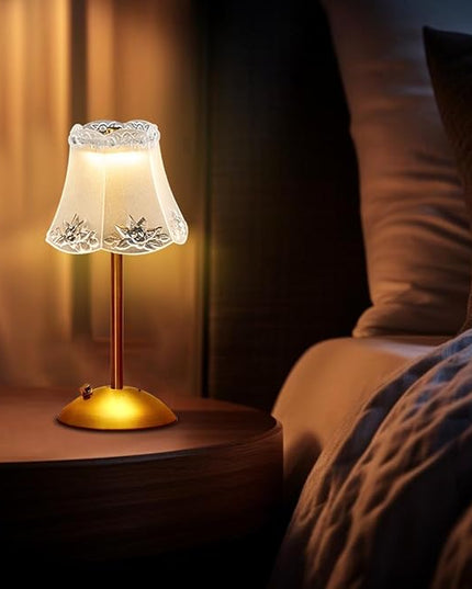 Portable Crystal Table Lamp,Cordless Metal Vintage Desk Lamp,3 Color Touch Control Rechargeable Lamp,3-Levels Brightness Room Decor Desk Lamp,Living Room,Kitchen,Dining Room Lamp (Gold-1) - LeafyLoom