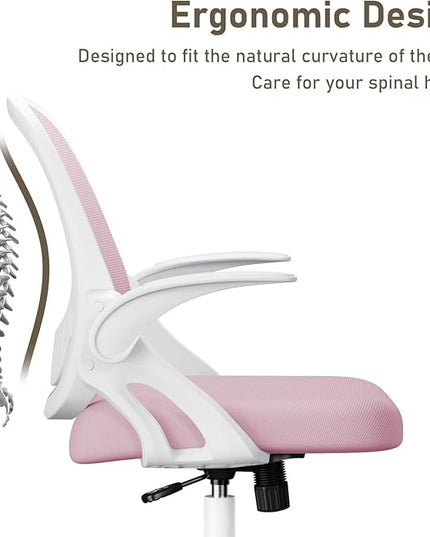 Home Office Chair Work Desk Chair Comfort Ergonomic Swivel Computer Chair, Breathable Mesh Desk Chair, Lumbar Support Task Chair with Wheels and Flip-up Arms and Adjustable Height - LeafyLoom
