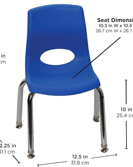 Angeles H, Blue with Chrome Legs, 4 Pack MyPosture Children's Chair, 10-inch - LeafyLoom