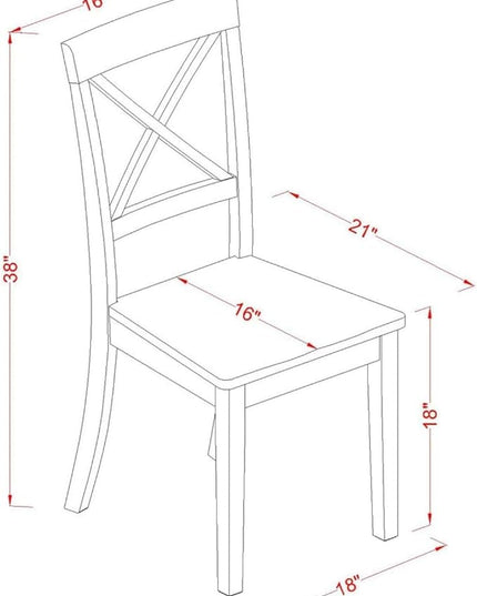 East West Furniture Boston Kitchen Dining Cross Back Wooden Seat Chairs, Set of 2, Oak - LeafyLoom