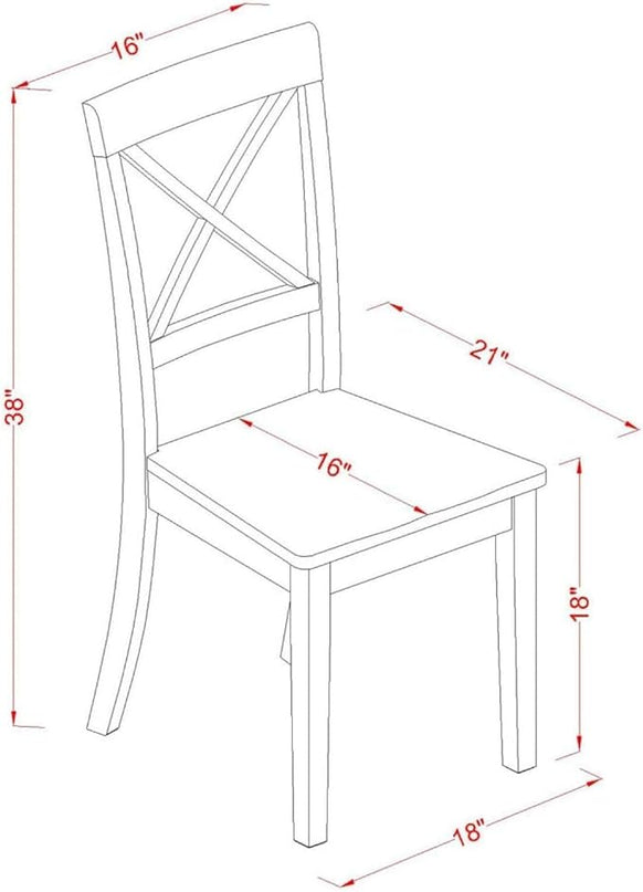 East West Furniture Boston Kitchen Dining Cross Back Wooden Seat Chairs, Set of 2, Oak - LeafyLoom