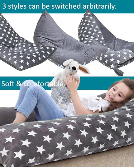 Stuffed Animal Storage Bean Bag Chair Cover, Plush Toys Organizer, Animals Doll Holder, Extra Large Lounger Designed with Handle and Zipper Super Soft for Kids and Teans -Stars Style - LeafyLoom