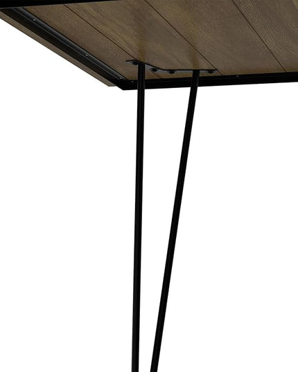 SIMPLIHOME Hunter SOLID MANGO WOOD and Metal Rectangle Industrial Table for The Dining Room, 66 inch, Light Brown - LeafyLoom