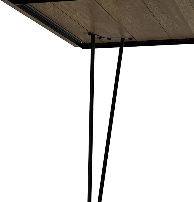 SIMPLIHOME Hunter SOLID MANGO WOOD and Metal Rectangle Industrial Table for The Dining Room, 66 inch, Light Brown - LeafyLoom