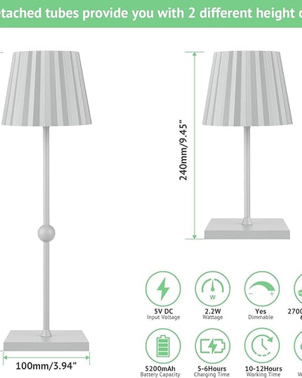 GGOYING Battery Operated Table Lamp,5200mAh Cordless Portable LED Lamp with 3 Temperature, Stepless Dimmable Minimalist Battery LED Night Light Camping(Gray) - LeafyLoom